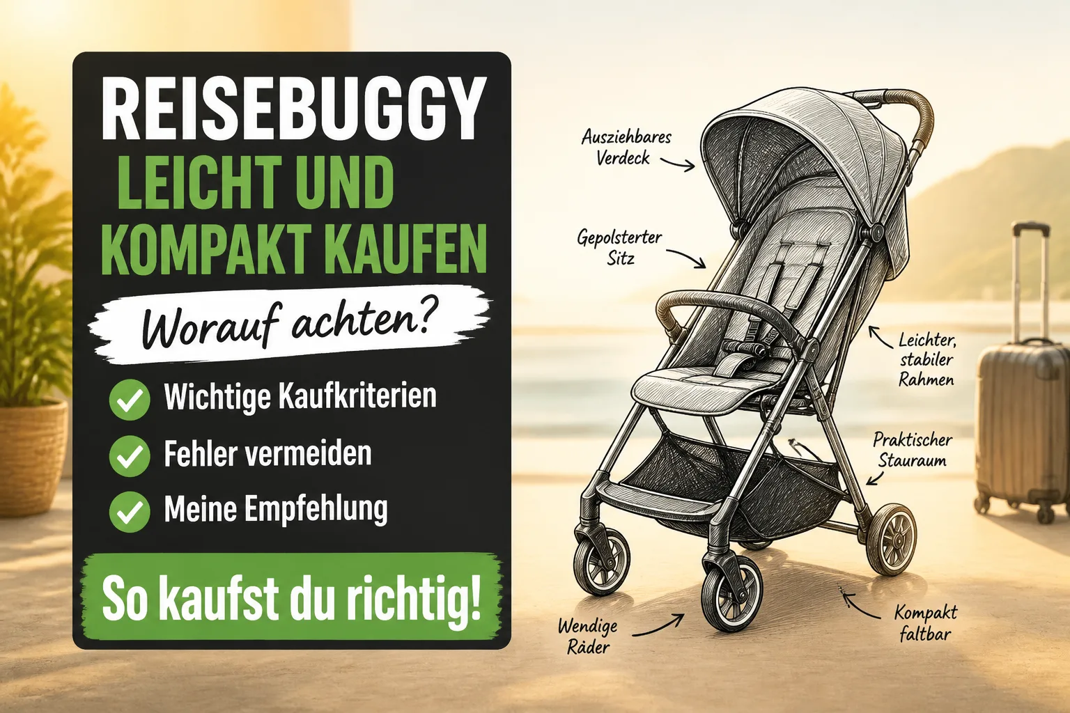 Reisebuggy leicht & kompakt: fürs Flugzeug & Handgepäck